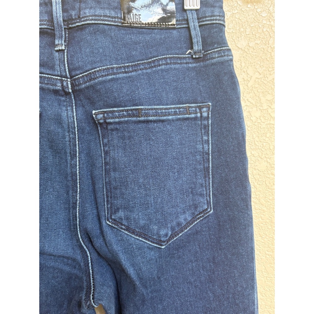 PAIGE High Rise Cindy Straight Leg Jeans Dark Wash Denim Size 25 Blue Ankle - Picture 8 of 11